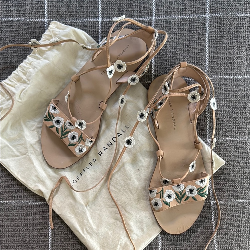 Loeffler Randall Tan Floral Women's Sandals